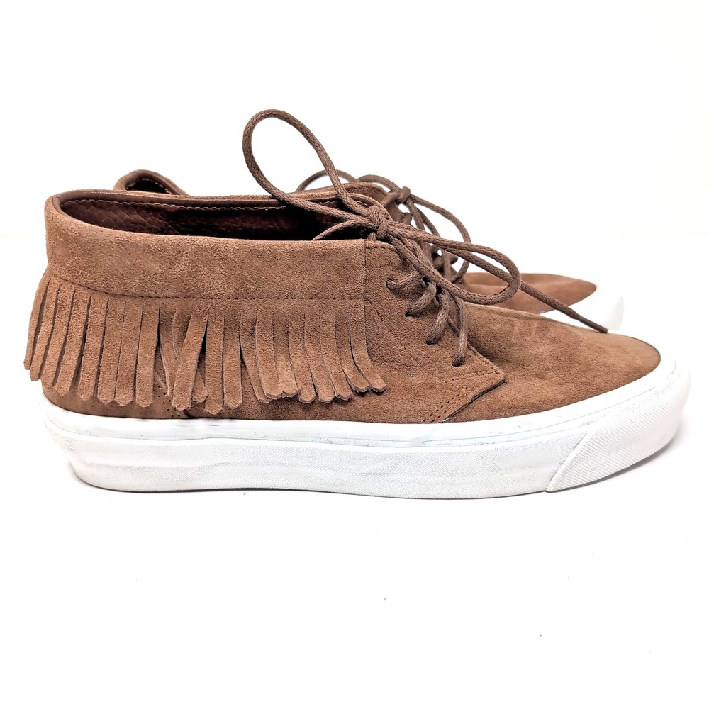 Vans SK8-Hi Moccasin Fringe Suede Sneaker Women's 8.5 Men's 7 Brown Mid Top Shoe